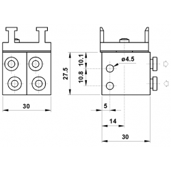 Microventil 5/3 centru in presiune - 2.314 MB UL push-in Ø4