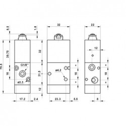 Microvalva 3/2 NC - 321 MPS servopilotata, revenire cu arc