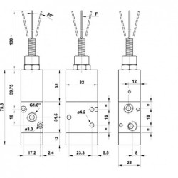 Microvalva 3/2 NC - 321 MN  cu antena servopilotata , revenire cu arc