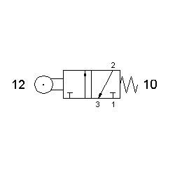 Microvalva 3/2 - 321 MR cu levier si rola , revenire cu arc
