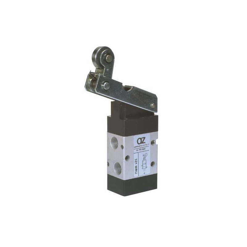 Microvalva 3/2 - 321 MRU cu levier si rola , unidirectional , revenire cu arc