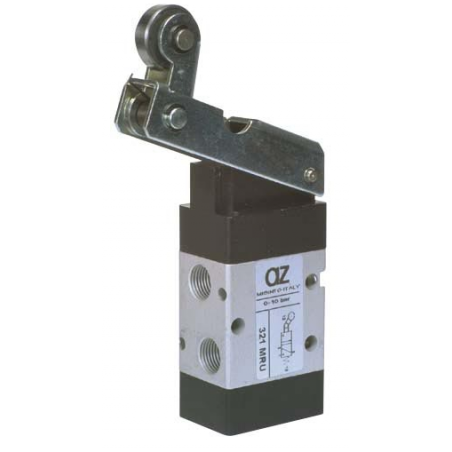 Microvalva 3/2 - 321 MRU cu levier si rola , unidirectional , revenire cu arc