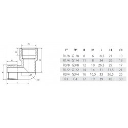 Racord L filet interior-exterior