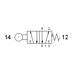 Microvalva 5/2 -521 MR cu levier rola, revenire cu arc