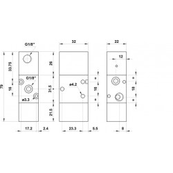 Valva pneumatica 3/2 NC - 321 MRC ,revenire cu arc, capace ranforsate