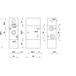 Valva pneumatica 3/2 NC - 322 MC ,revenire cu arc
