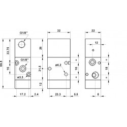 Valva pneumatica 3/2 NO - 321 MCA ,revenire cu arc