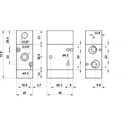 Valva pneumatica 3/2 NO - 322 MCA ,revenire cu arc