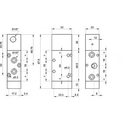 Valva pneumatica 5/2 - 521 MC , revenire cu arc