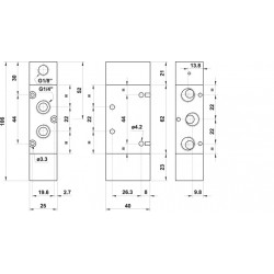 Valva pneumatica 5/2 - 522 MRC , revenire cu arc ,capace ranforsate