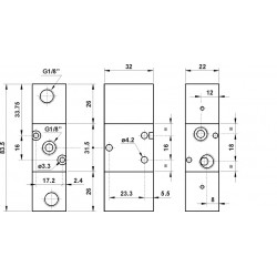 Valva pneumatica  3/2 NC - 321 CC dubla comanda