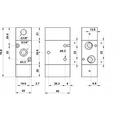 Valva pneumatica 3/2 NC - 322 CFP dubla comanda ,revenire arc- aer