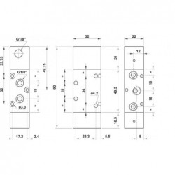 Valva pneumatica 5/2 - 521 CFP dubla comanda ,revenire arc-aer