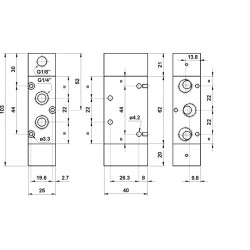 Valva pneumatica 5/2 - 522 CFP dubla comanda ,revenire  arc-aer