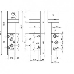Valva pneumatica 5/2 - 521 MCQ presiune de actionare 0.3 Bar, revenire cu arc
