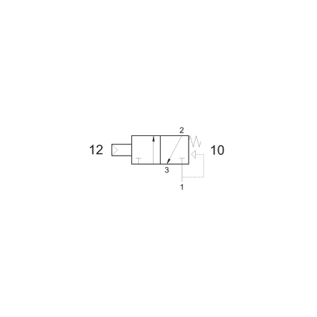 Valva pneumatica 3/2 NC - 321 MCS presiune de actionare 0.6 Bar, revenire cu arc