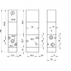 Valva pneumatica 3/2 NC - 321 MCS presiune de actionare 0.6 Bar, revenire cu arc