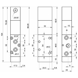 Valva pneumatica 5/2 - 521 MCS presiune de actionare 0.6 Bar, revenire cu arc