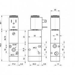 Valva electrica 3/2 NC - 321 ME revenire arc