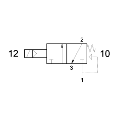 Valva electrica 3/2 NC - 321 ME90 S,bobina la 90° revenire cu arc