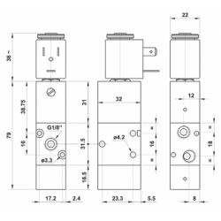 Valva electrica 3/2 NC - 321 EFP ,revenire arc-aer