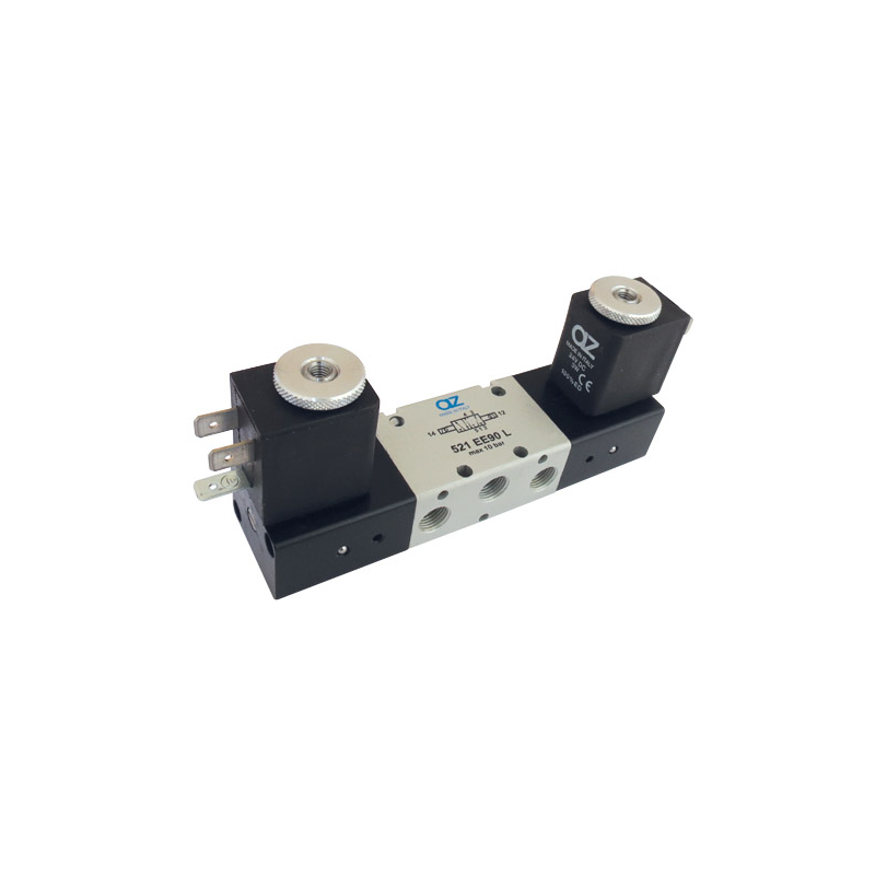 Valva electrica 5/2 - 521 EE90 L bobina la 90°, dubla comanda electrica