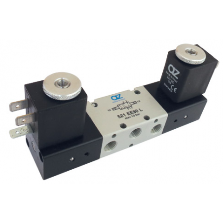 Valva electrica 5/2 - 521 EE90 L bobina la 90°, dubla comanda electrica