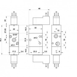 Valva electrica 3/2 NC - 321 EE MIC 02, dubla comanda electrica, bobina 15 mm, 24V 50/60 HZ