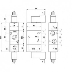 Valva electrica 3/2 NC - 322 EE MIC 02, dubla comanda electrica,bobina 15mm, 24V 50/60 HZ