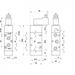 Valva electrica 5/2 - 521 ME MIC 01, bobina 15mm, 24V DC