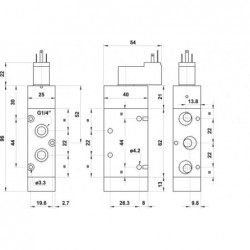 Valva electrica 5/2 - 522 ME MIC 02, bobina 15mm, 24V 50/60 HZ