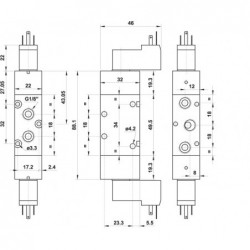 Valva electrica 5/2 - 521 EE MIC 01, dubla comanda electrica, bobina 15mm,24V DC