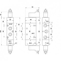 Valva electrica 5/2 - 522 EE MIC 02, dubla comanda electrica, bobina 15mm,24V 50/60HZ