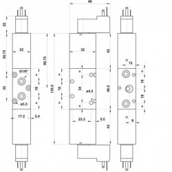 Valva electrica 5/3 - 5213P EE MIC 02, centru sub presiune,dubla comanda electrica,bobina 15mm, 24V 50/60HZ