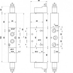 Valva electrica 5/3 - 5223C EE MIC 01,centru inchis, dubla comanda electrica,bobina 15mm,24V DC