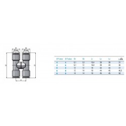 Cruce rotativa push-in metalica