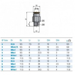 Racord metalic drept fil. ext. 250 bar