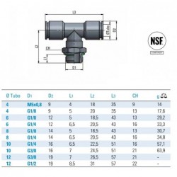 Racord rapid  ,,T'' fil. ext. central SS316L