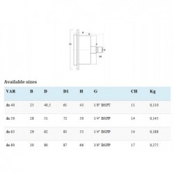 Manometru posterior D50 Carcasa Inox-Glicerina cu Flansa