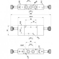Valva electrica 5/2 - 523 EE, dubla comanda electrica