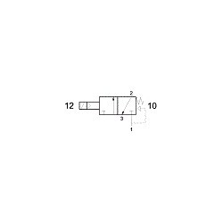 Electroventil 3/2, monostabil, actionat electric cu 1 bobina, revenire arc