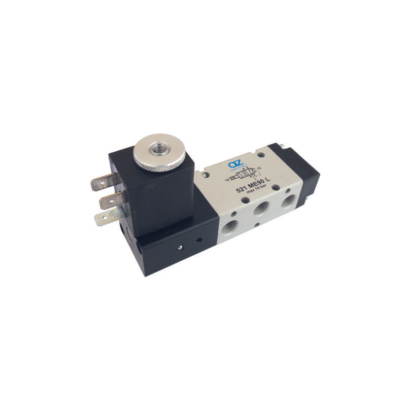 Electroventil 5/2, monostabil, actionat electric cu 1 bobina la 90, revenire arc