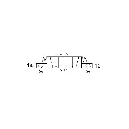 Electroventil 5/3, centrul inchis, cu doua bobine, pilotata separat