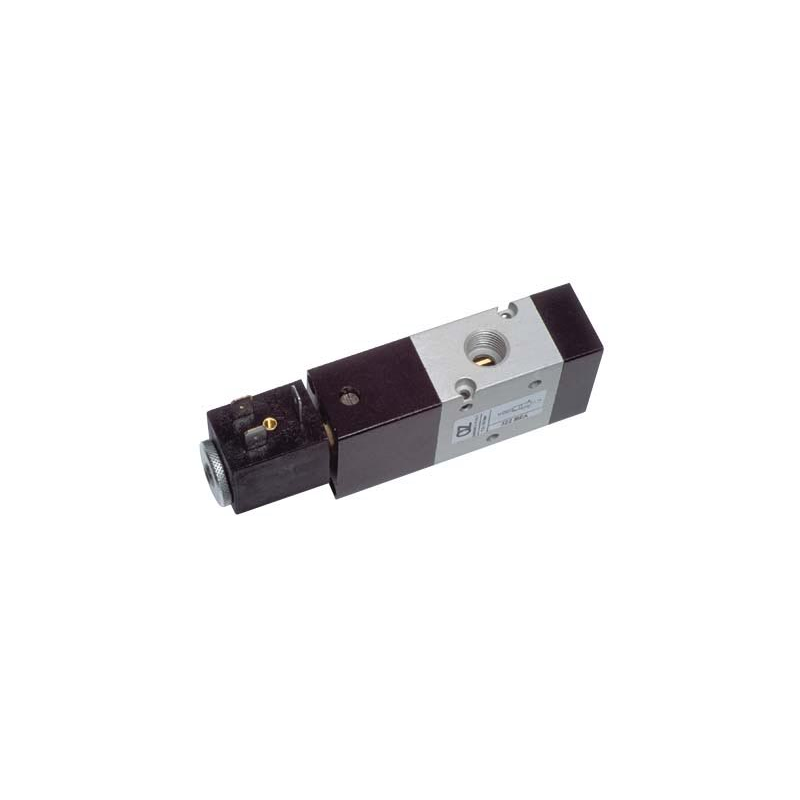 Electroventil 3/2, monostabil, actionat electric cu 1 bobina, revenire arc