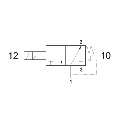 Electroventil 3/2, monostabil, actionat electric cu 1 bobina, revenire arc