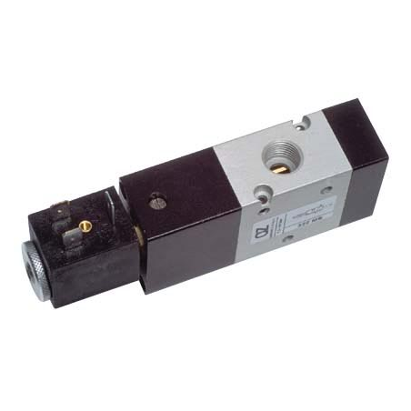 Electroventil 3/2, monostabil, actionat electric cu 1 bobina, revenire arc