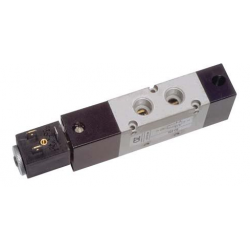 Electroventil 5/2, bistabil, actionat electric cu 1 bobina, revenire pneumatica