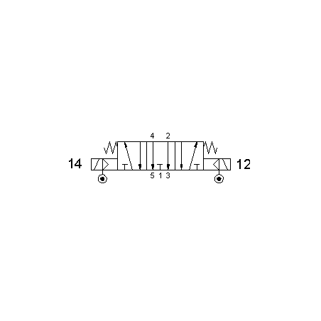 Electroventil 5/3, centrul deschis, pilotat separat cu doua bobine