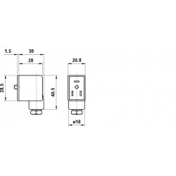 Conector bobine 22mm pentru electroventile
