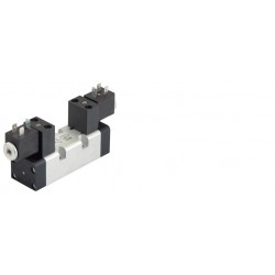 Electroventil 5/2, Bistabil, actionat electric cu 2 bobine, revenire elector-pneumatica
